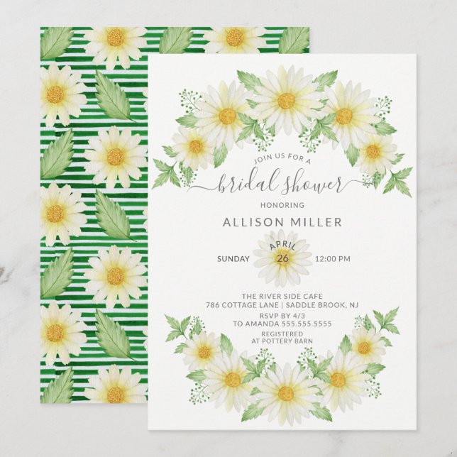 Invitation Fraîche Fête des mariées florale (Devant / Derrière)