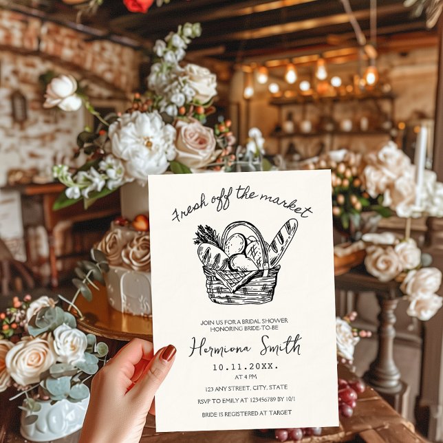 Invitation Fraîche hors du marché Fête des mariées à main (Fresh off the market bridal shower invitation)