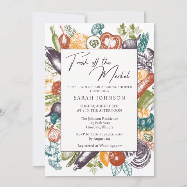 Invitation Fraîchement à la Fête des mariées du marché (Devant)