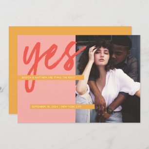 Invitation Fraîchement moderne Coral gras rose photo Enregist