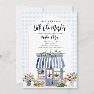 Invitation Fraîchement sortie du marché bleu floral douche de