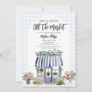 Invitation Fraîchement sortie du marché bleu floral douche de