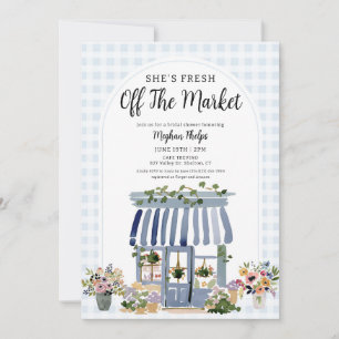 Invitation Fraîchement sortie du marché bleu floral douche de