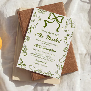 Invitation Fraîchement sortie du marché Mariage Shower Dessin