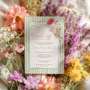 Invitation Fraîchement sortie du marché Sage Green Stripes QR
