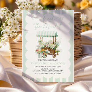 Invitation Frais débarqué du Marché Fleur Chariot Enterrement