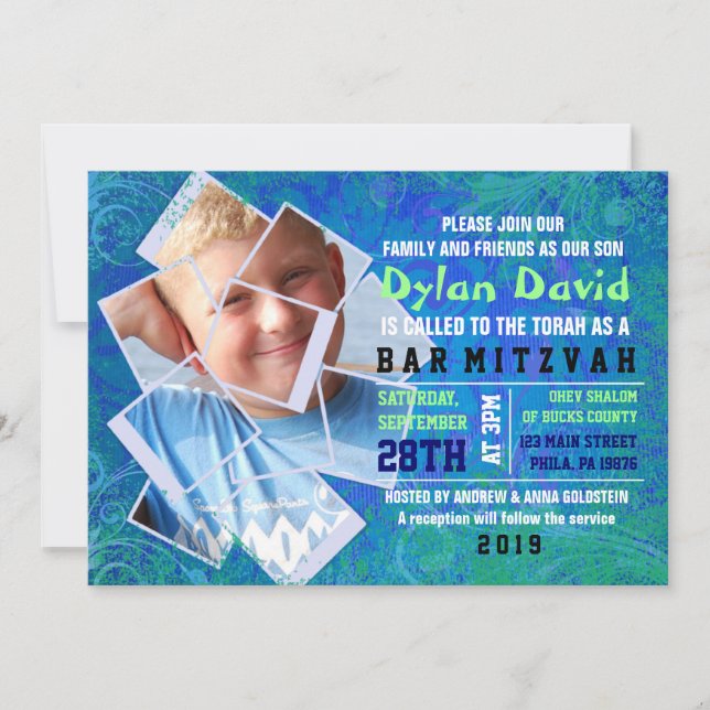 Invitation FRAIS d'invitation de Mitzvah de barre (Devant)