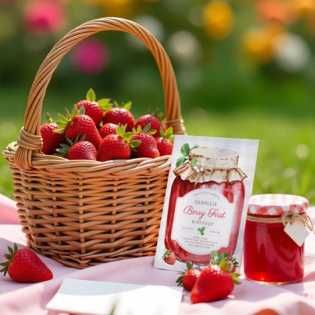 Invitation Fraise 1er anniversaire, Berry First, confiture de (Créateur téléchargé)