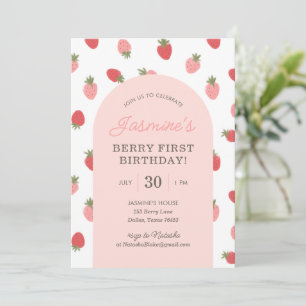 Invitation Fraise 1er fête d'anniversaire