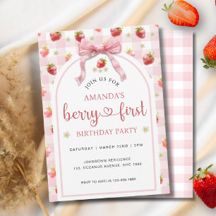 Invitation Fraise 1ère aquarelle Berry Premier anniversaire