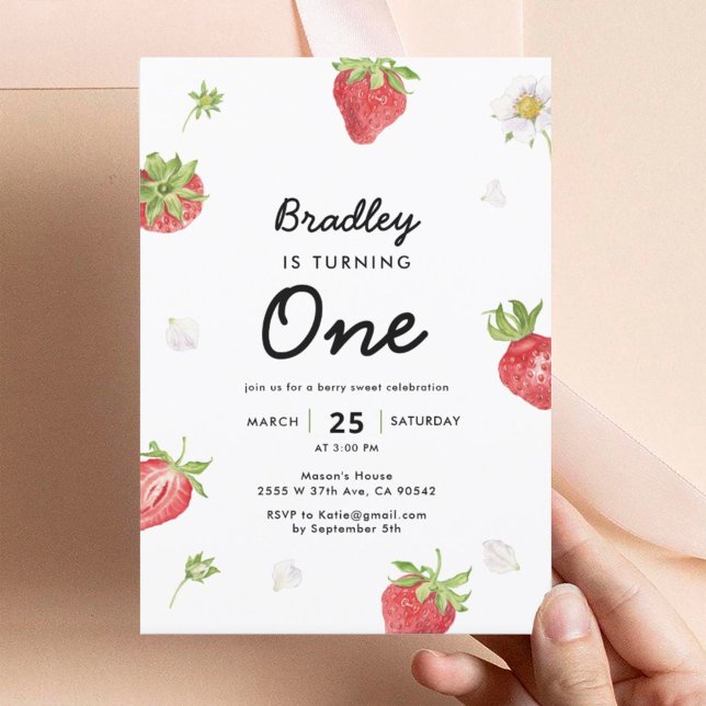 Invitation Fraise 1ère Fille Berry Premier anniversaire (Créateur téléchargé)