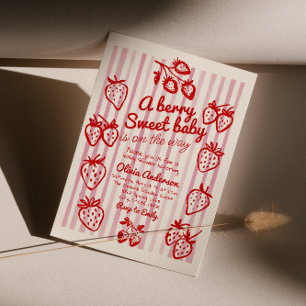 Invitation Fraise à la main do-it-yourself Baby shower fille