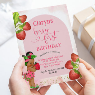 Invitation Fraise Africaine Fille Berry Sweet Premier Anniver