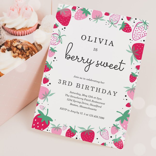 Invitation Fraise Anniversaire Berry Sweet Anniversaire (Créateur téléchargé)