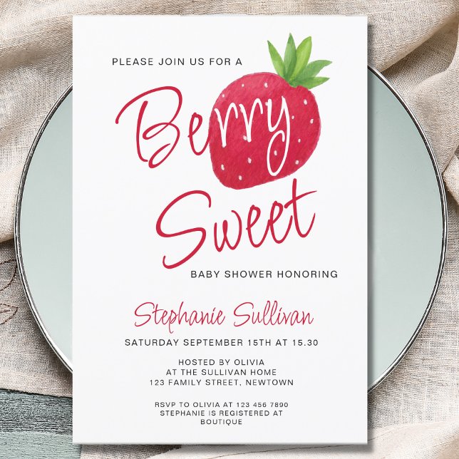 Invitation Fraise Baby shower Berry Sweet (Créateur téléchargé)