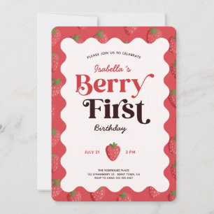 Invitation Fraise Berry Première fête d'anniversaire