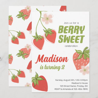 Invitation Fraise Berry Sweet Anniversaire Fête N'importe que