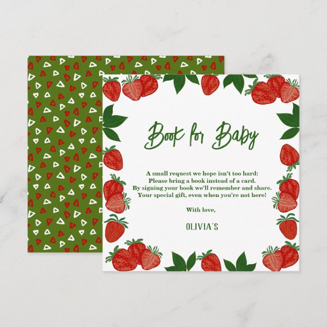 Invitation Fraise Berry Sweet Fruit Frais Cadeau Bébé livre (Devant / Derrière)