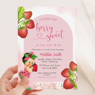 Invitation Fraise Berry Sweet Mexicaine Baby shower fille