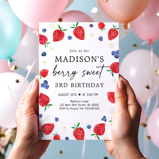 Invitation Fraise bleuet Berry Sweet Anniversaire (Créateur téléchargé)