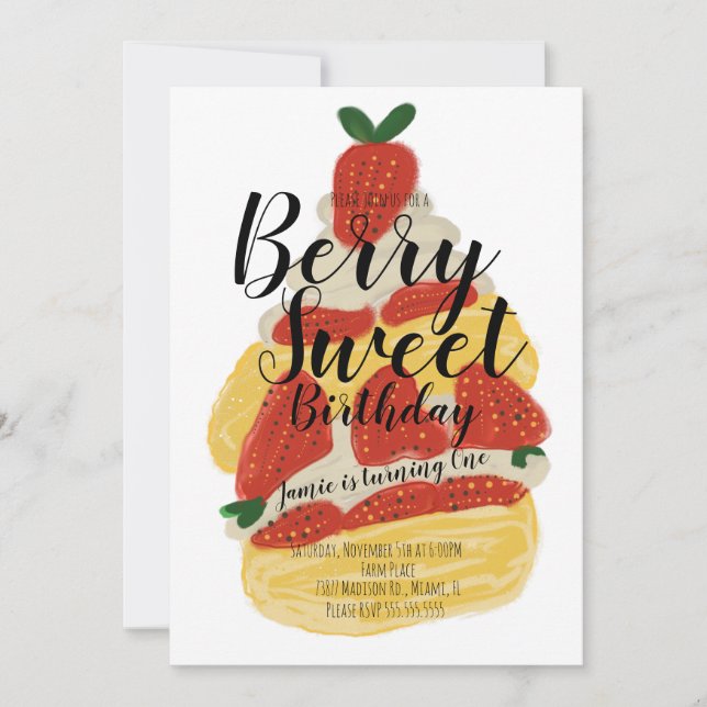 Invitation Fraise Cake Dessert Party (Devant)