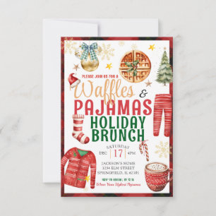 Invitation Fraise de Noël et pyjamas Brunch de Noël