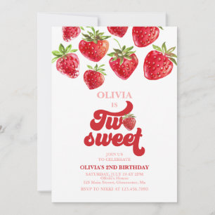 Invitation fraise deux doux 2e anniversaire