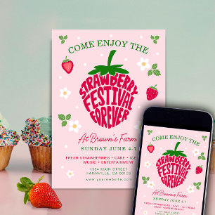 Invitation Fraise Festival Forever Cute Personnalisable