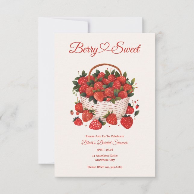 Invitation Fraise Fête des mariées Garden Party (Devant)