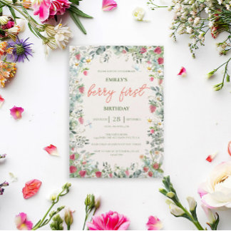 Invitation Fraise Fille Berry Premier anniversaire