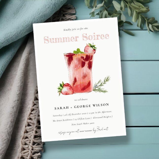 Invitation Fraise Margarita Summer Soiree Cocktail Party (Créateur téléchargé)