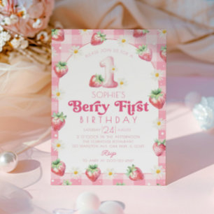 Invitation Fraise marguerite 1er anniversaire Berry Premier a