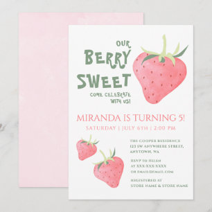 Invitation Fraise NOTRE BERRY SWEET fête d'anniversaire