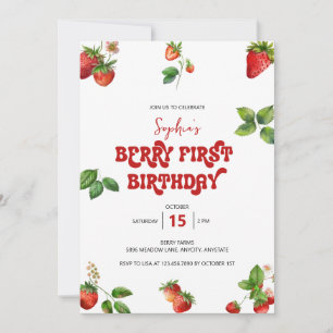 Invitation Fraise Premier Anniversaire 1er Anniversaire