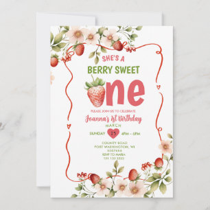 Invitation Fraise Red Sweet One Berry 1er Anniversaire
