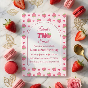 Invitation Fraise Rose 2ème Anniversaire Baie Deux Douce Fill