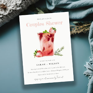 Invitation Fraise rose Margarita Cocktail Couples Douche