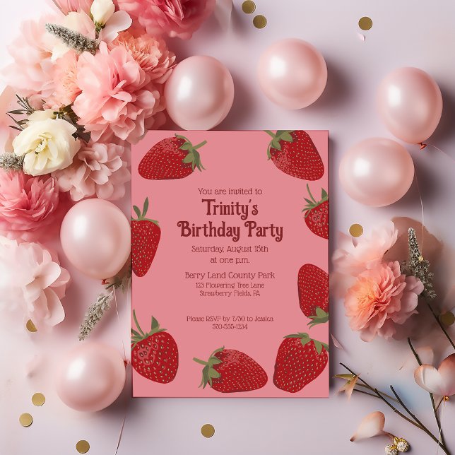 Invitation Fraise rouge et rose (Créateur téléchargé)