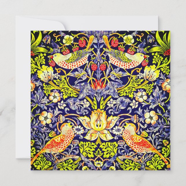 Invitation Fraise Thief Oiseaux William Morris (Devant)