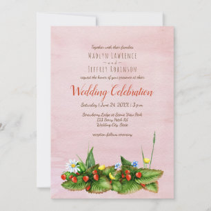 Invitation Fraises et fleurs des prés mariage