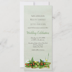 Invitation Fraises et mariage campagnard fleur sauvage