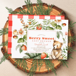 Invitation Fraises et ours Berry Sweet Girl Baby shower