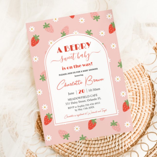 Invitation Fraises mignonnes Un Baby shower doux aux baies (Créateur téléchargé)