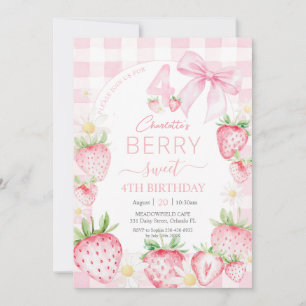 Invitation Fraises rose mignonne Berry Sweet 4e anniversaire