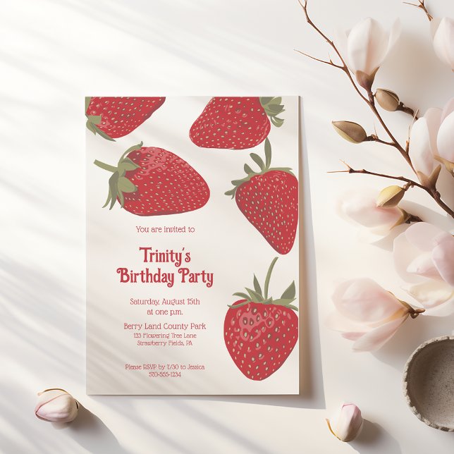 Invitation Fraises Rouge Ripe Parti Personnalisé (Créateur téléchargé)