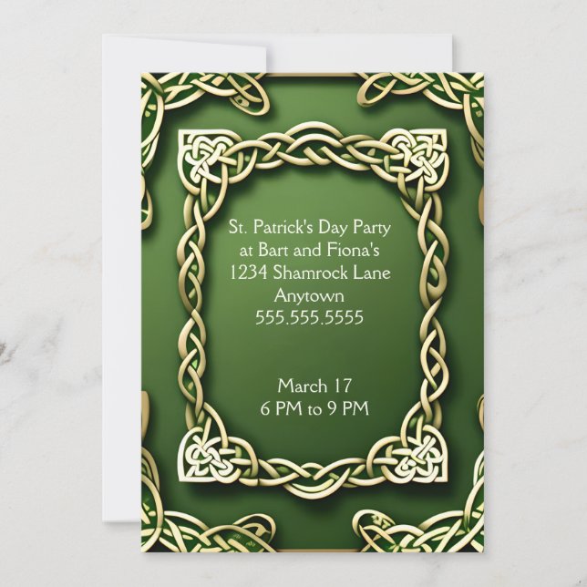 Invitation Frame celtique en or blanc St. Patrick's Day (Devant)