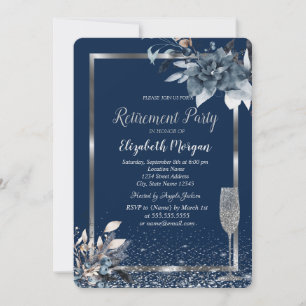 Invitation Frame Confetti Fleur d'hiver Champagne Retraite