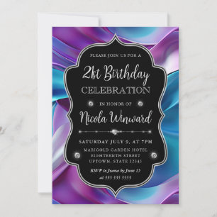 Invitation Frame de soie mauve et bleue