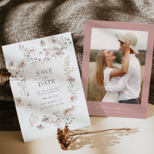 Invitation Frame Fleur sauvage Mariage Enregistrer La Date In