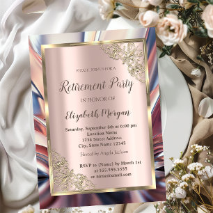 Invitation Frame Or Festive, Or Rose, Retraite Abstraite